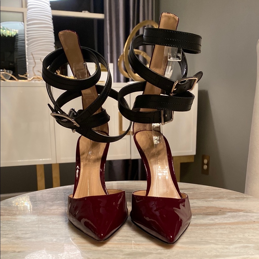 Gianvito Rossi Burgundy and Black Heels
